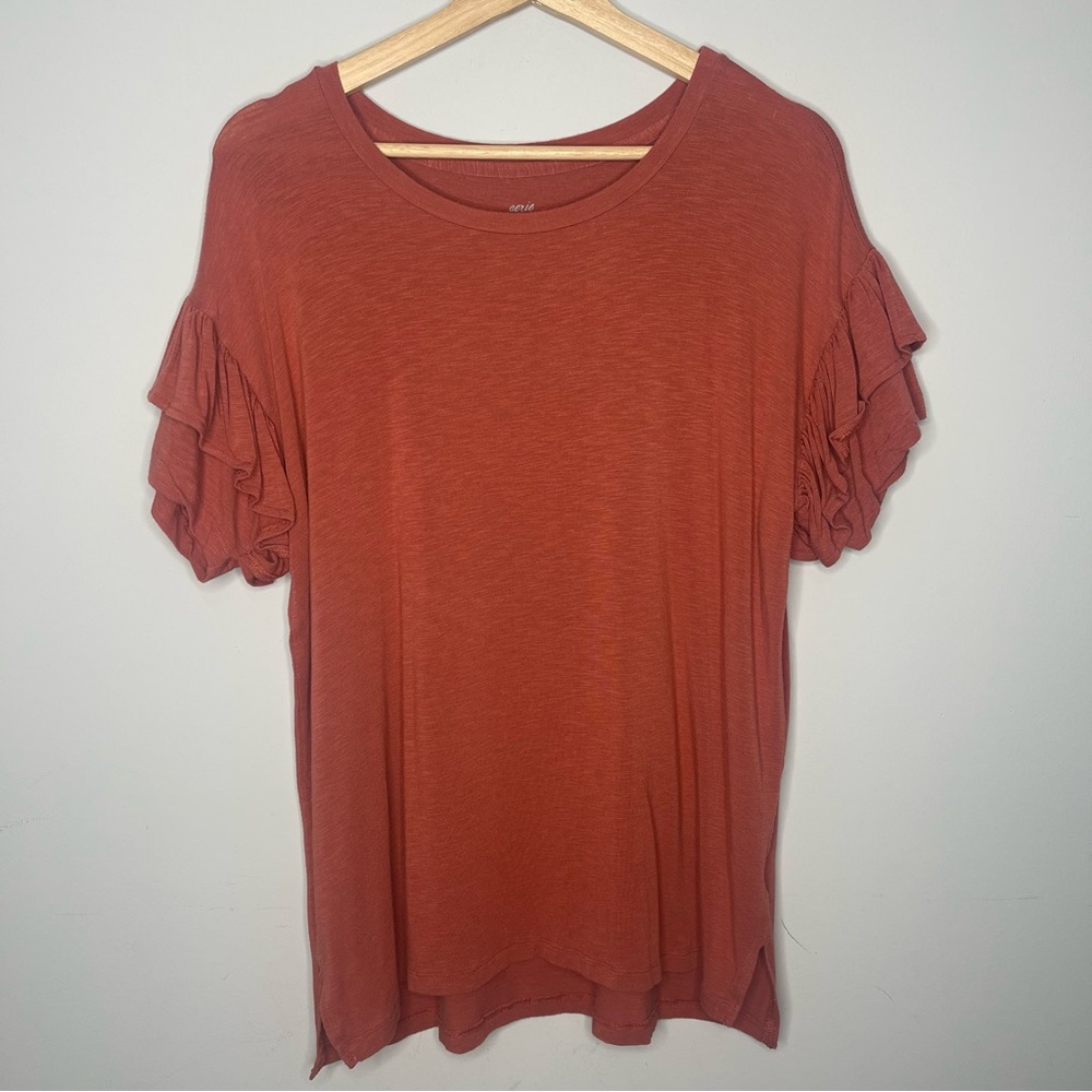 Aerie Ruffled Sleeve T-Shirt Desert Rose (Small)